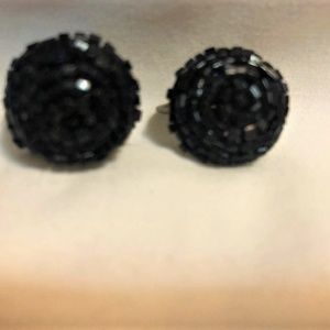Vintage Miriam Haskell Black Screw-Back Earrings